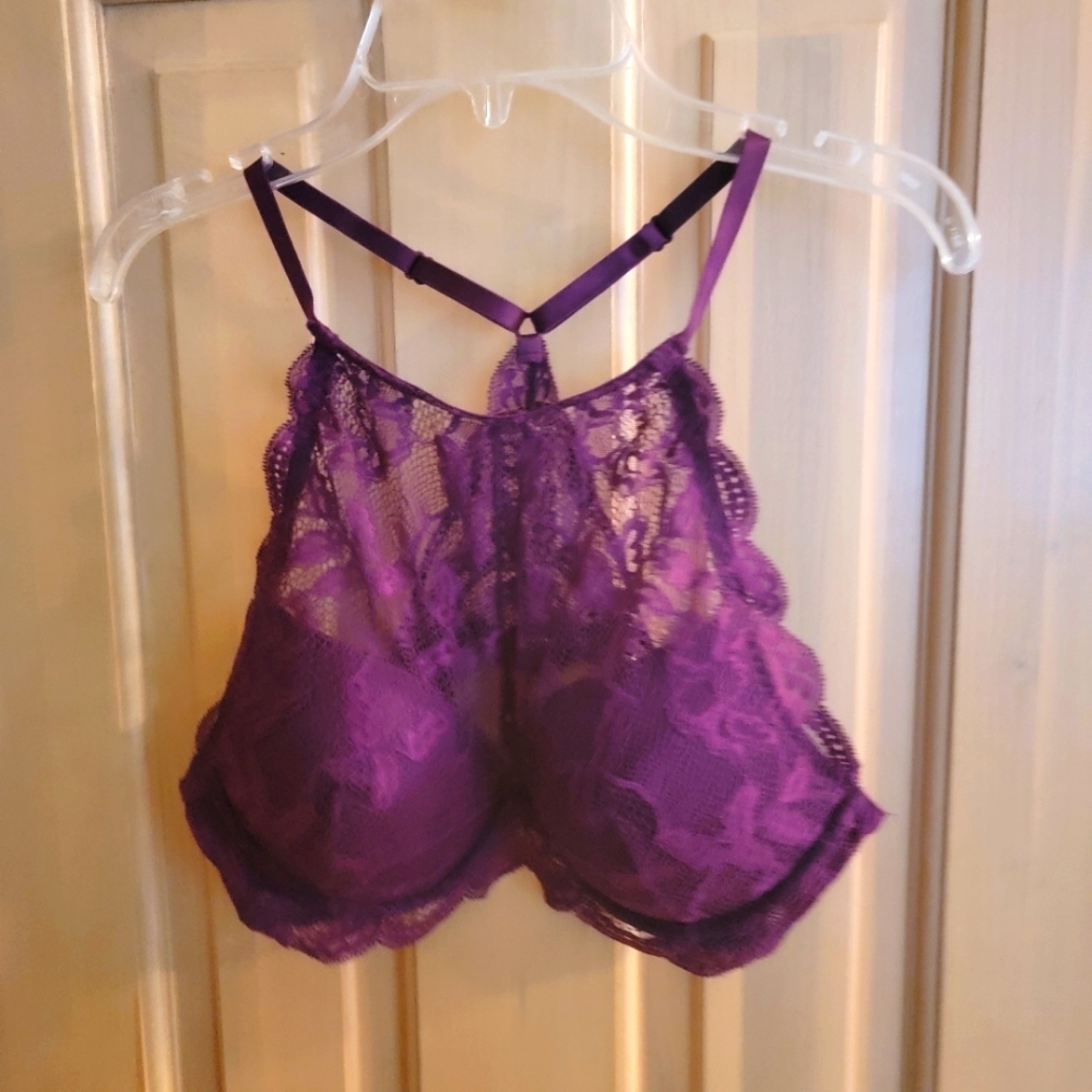 La Senza Bralette Lace Bra top sz M Burgundy Plum
